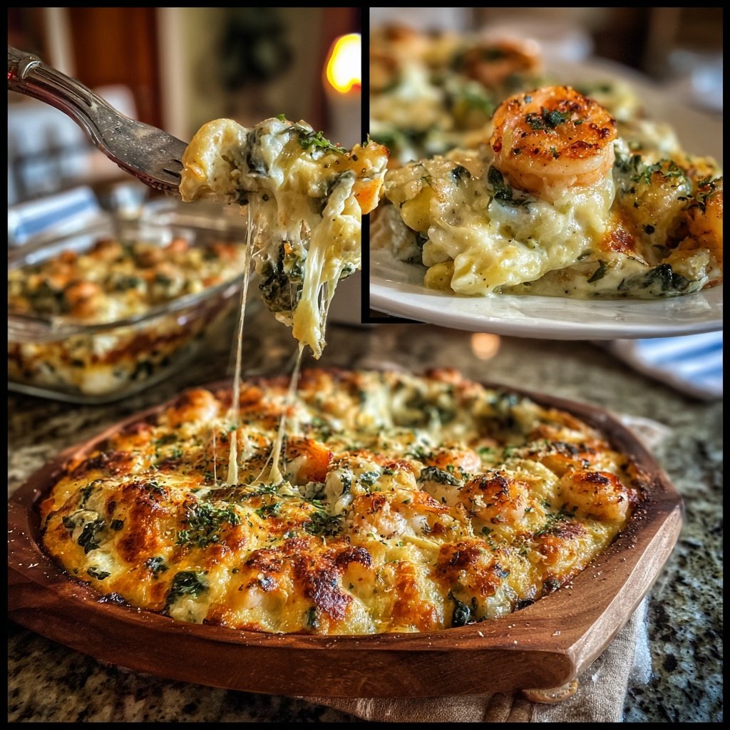 Shrimp Spinach Alfredo Bake