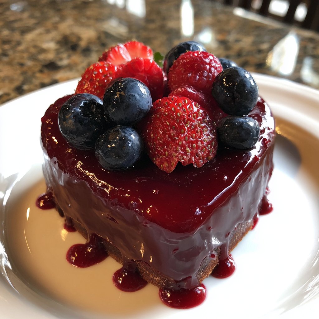 Mini Heart Cake with Berry Glaze