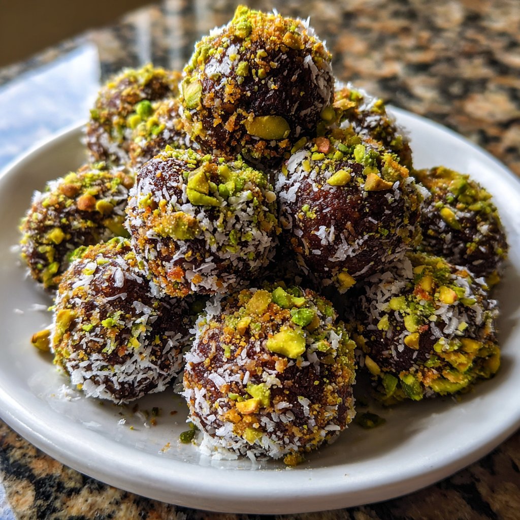Chocolate Pistachio Coconut Bites