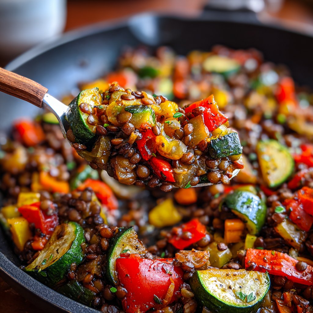Roasted Veggie Lentil Skillet
