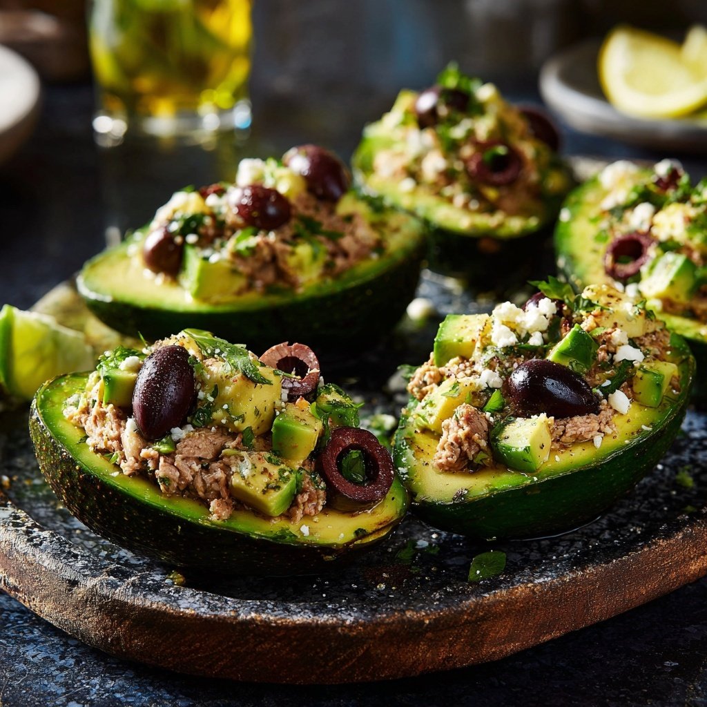 Mediterranean Tuna Stuffed Avocados