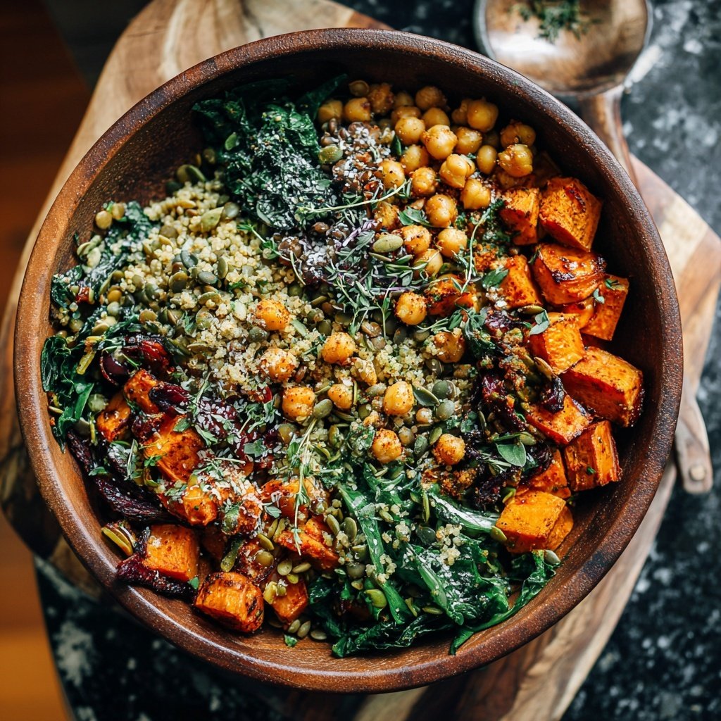Roasted Veggie Lentil Grain Bowl