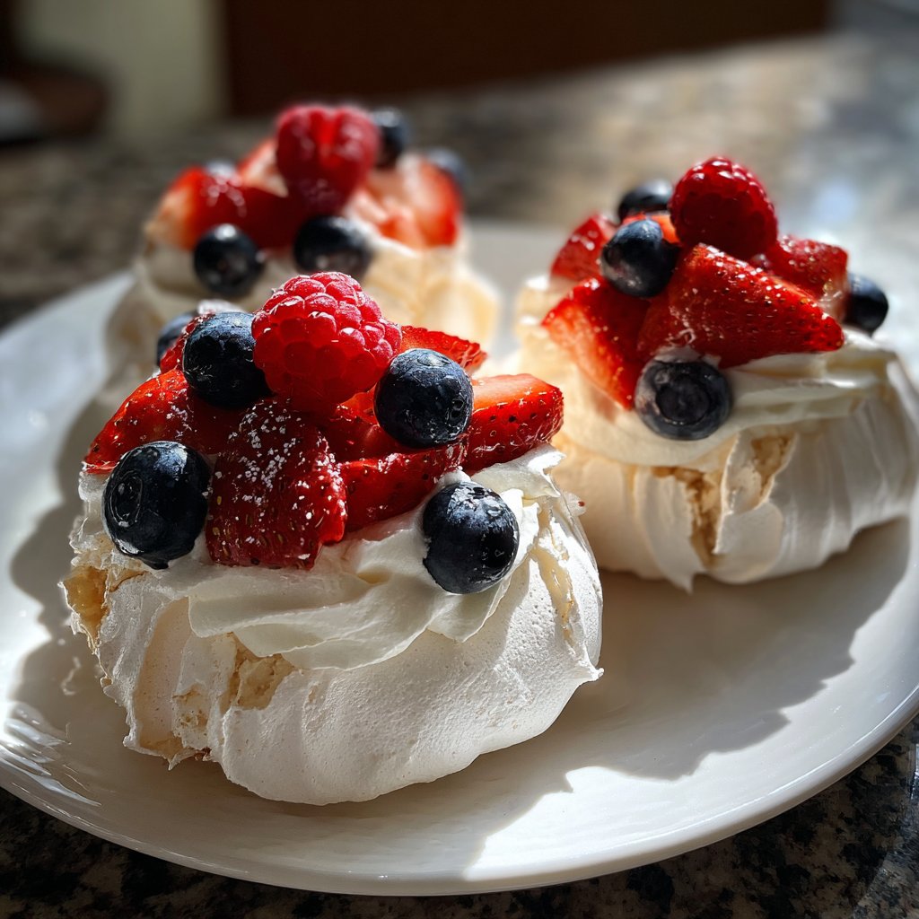 Mini Pavlovas with Cream and Berries