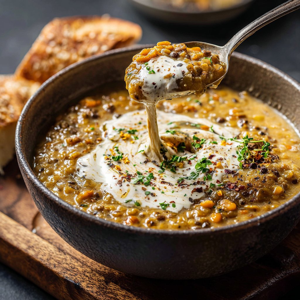 Creamy Garlic Lentil Soup