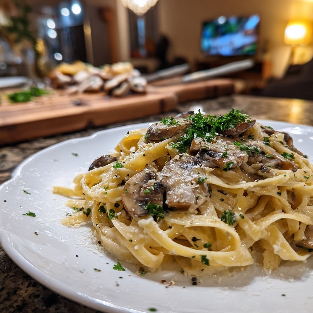 Creamy Garlic Mushroom Pasta