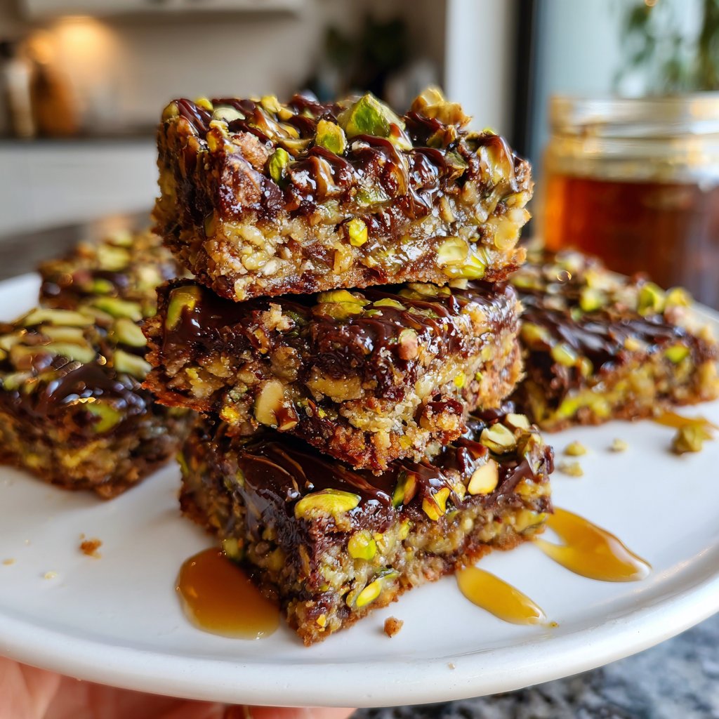Chocolate Pistachio Honey Squares