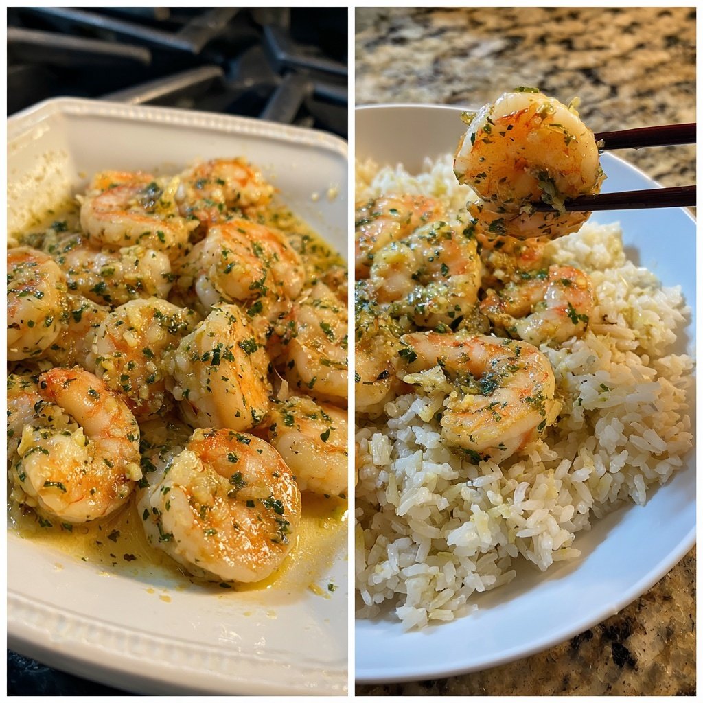 Lemon Garlic Shrimp With Rice