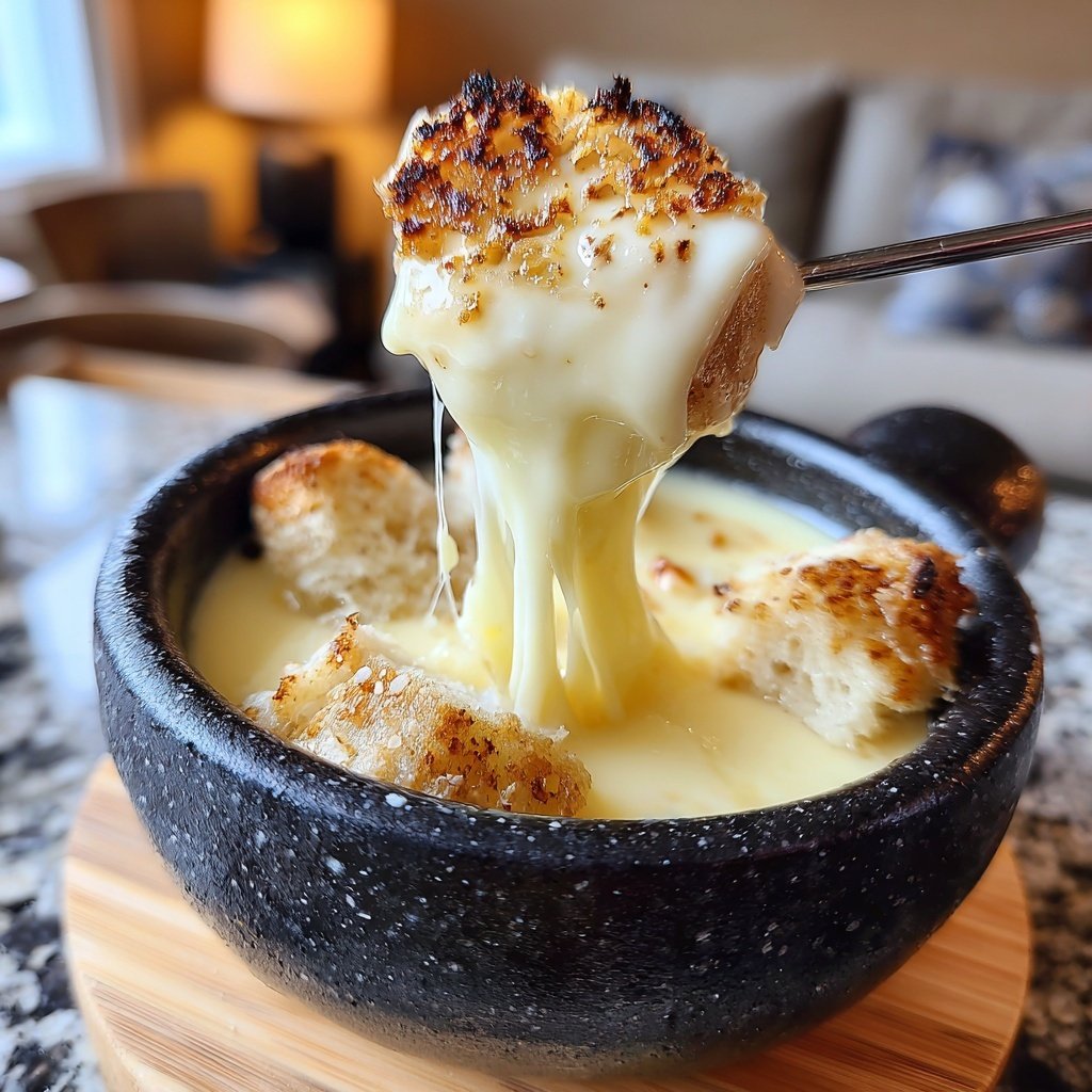 Fondue with Swiss Cheese and Garlic